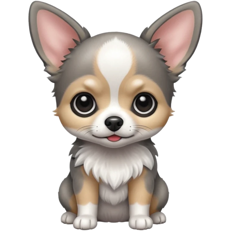 Grey - black -white baby Chihu dog emoji
