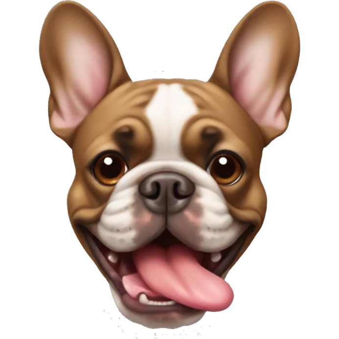 brown french bulldog with tongue out emoji