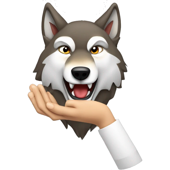 a wolf making turkish bozkurt sybol with his hand  emoji