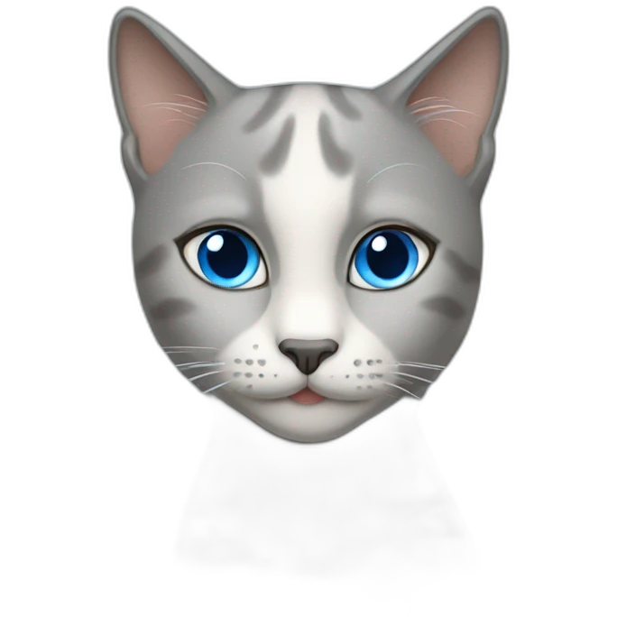 gray female cat blue eyes emoji