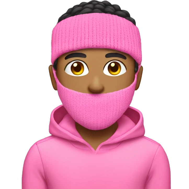 Lightskin with pink ski mask emoji