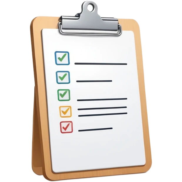 minimalist clipboard with a single checkmark emoji