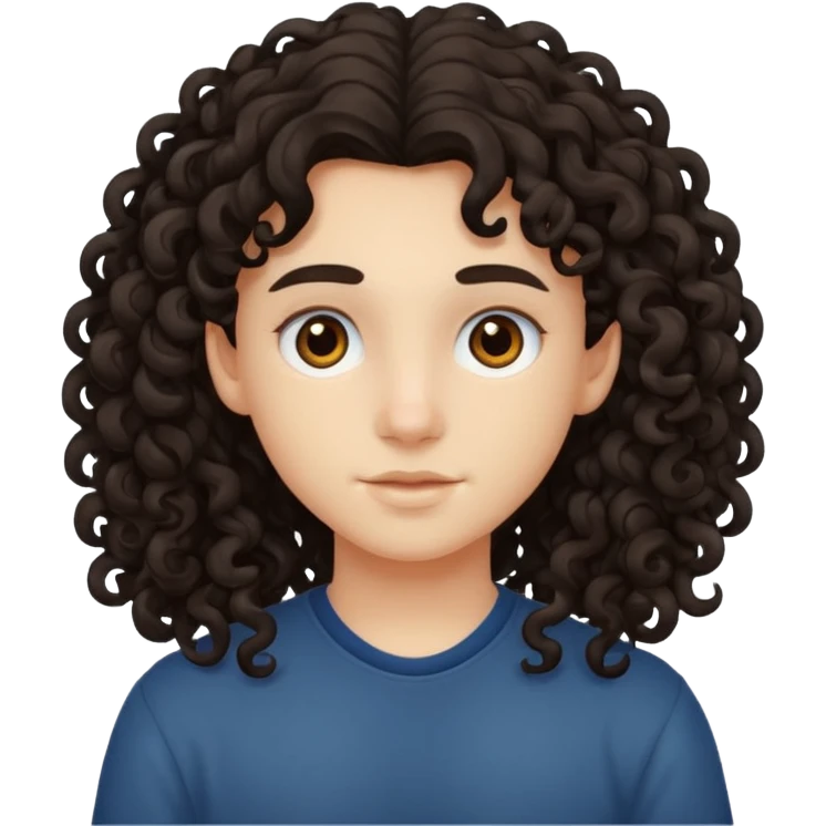 teen with curly long dark hair emoji