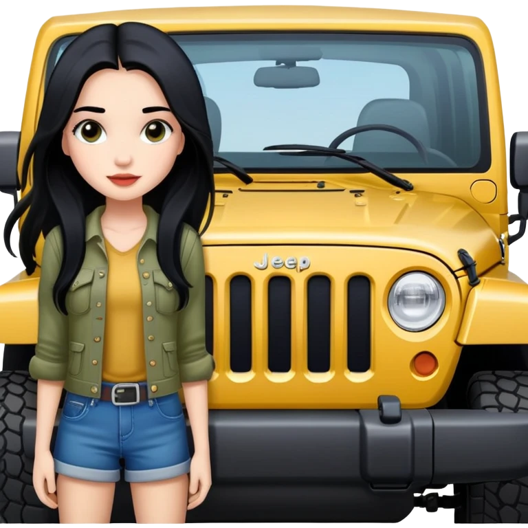 4 door jeep wrangler girl with long black hair  emoji