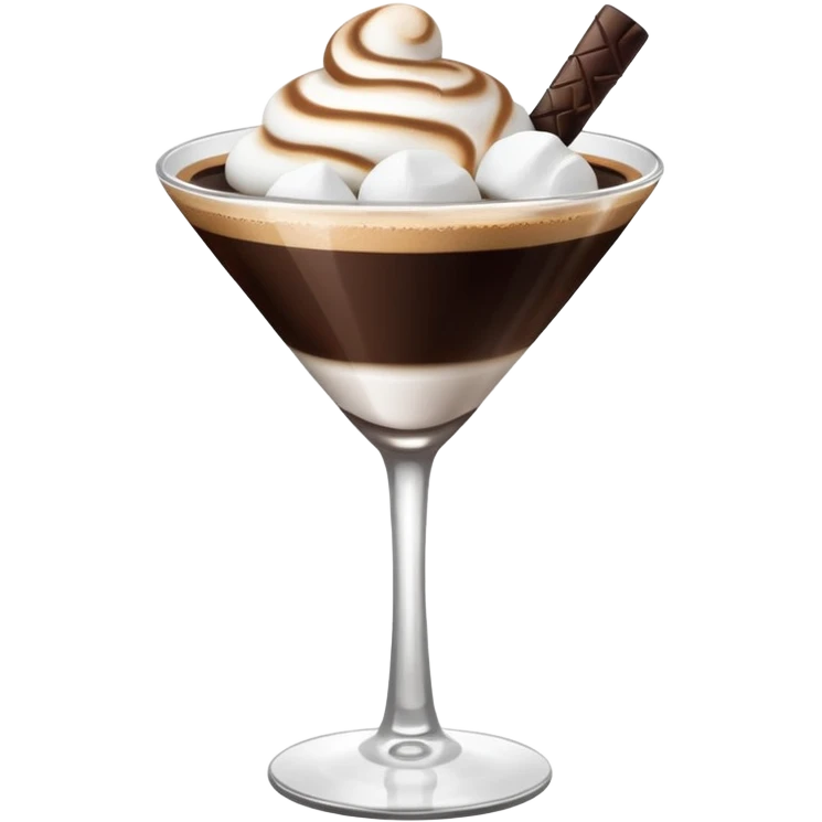 martini glass filled with espresso topped with a marshmallow emoji