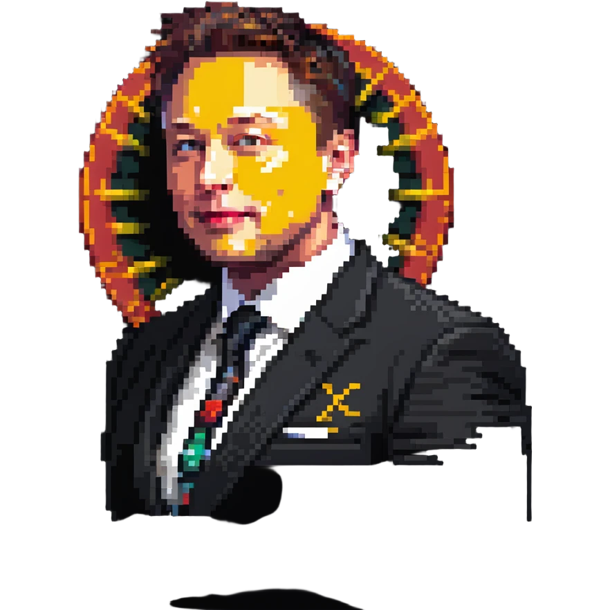 Elon Musk with X logo sun design emoji