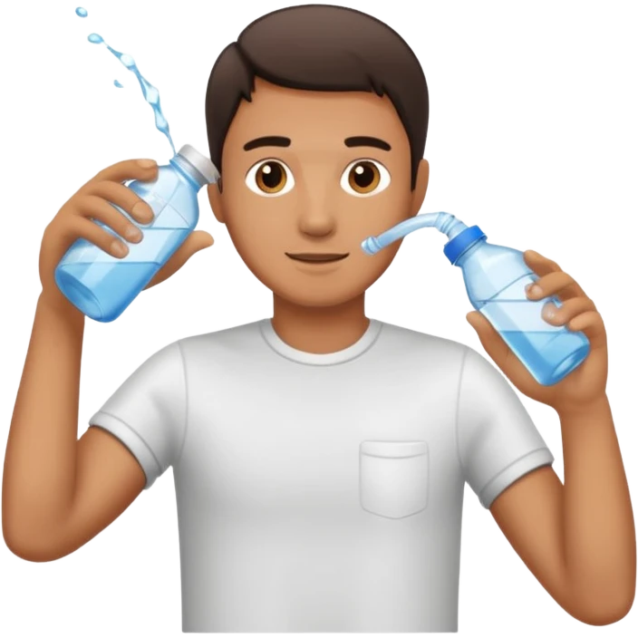 man pouring water from bottle to cup  emoji