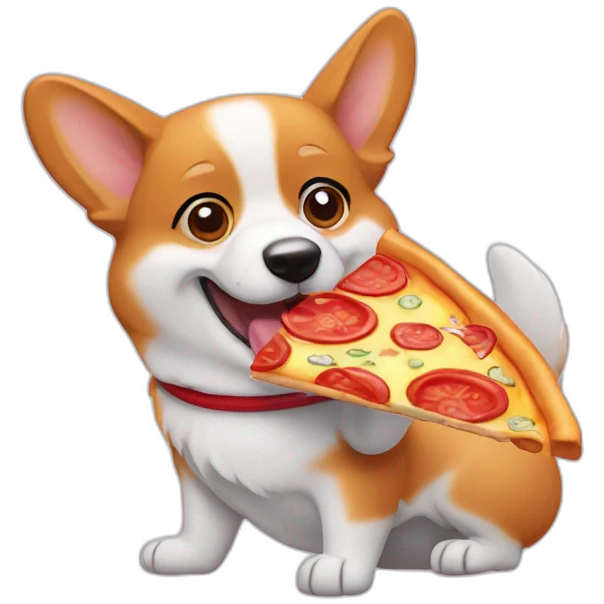 Corgi eating pizza slice emoji