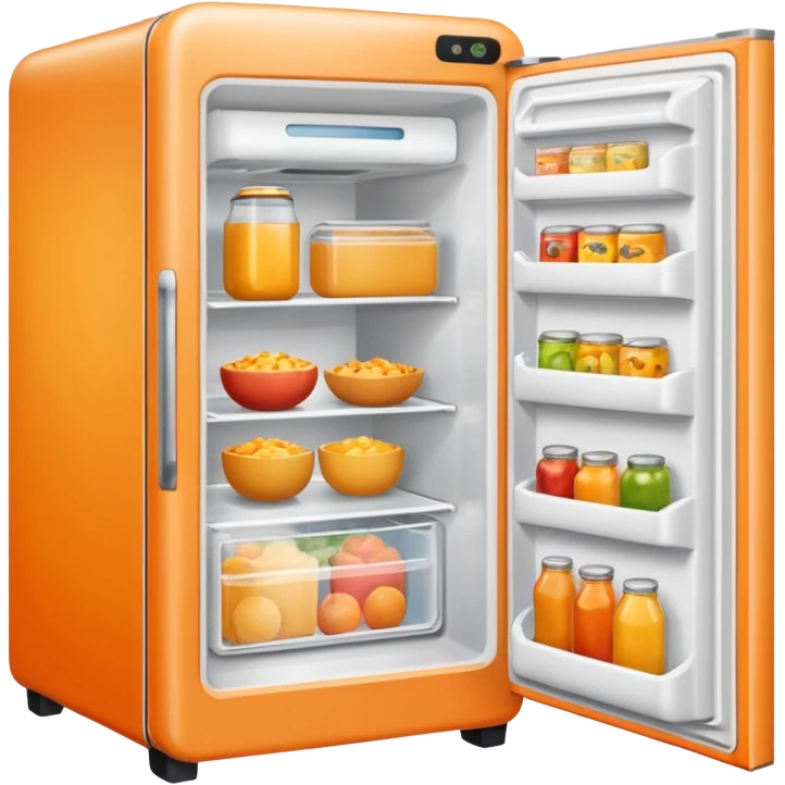 Hi refrigerator ! 
light orange color 
size: 512*512 
inside: full of food emoji