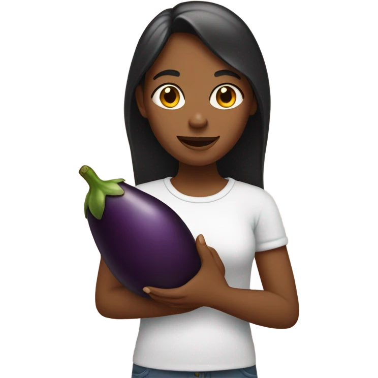 girl holding egg plant emoji