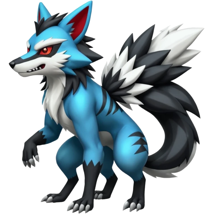 Shiny furry cool Zeraora-Zoroark-Obstagoon-fusion emoji