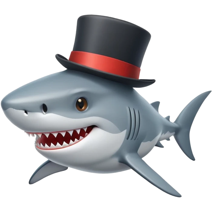Shark with a top hat emoji