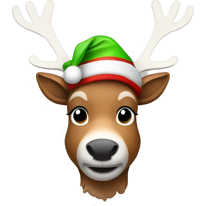 Reindeer with christmas hat emoji