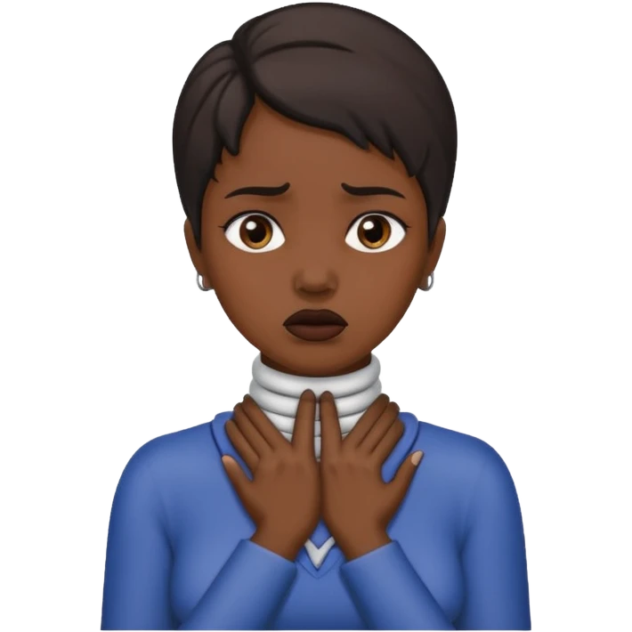 👩🏽 with hands choking her neck emoji