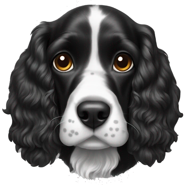 black and white cocker spaniel with nose spots emoji