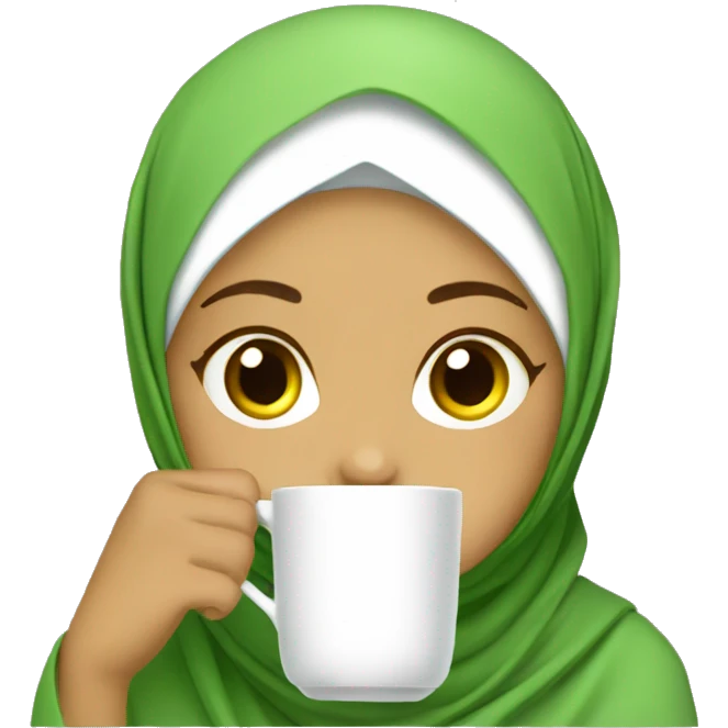 hijabi drinking matcha emoji