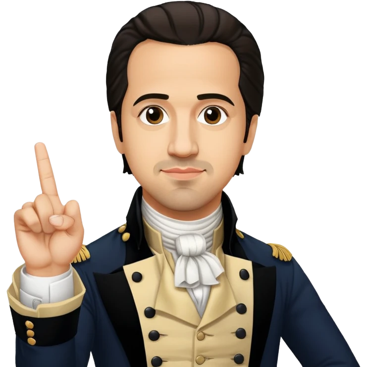 lin manuel miranda as alexander hamilton sticking up the middle finger emoji