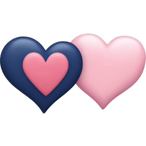 A navy heart and a lightpink heart emoji