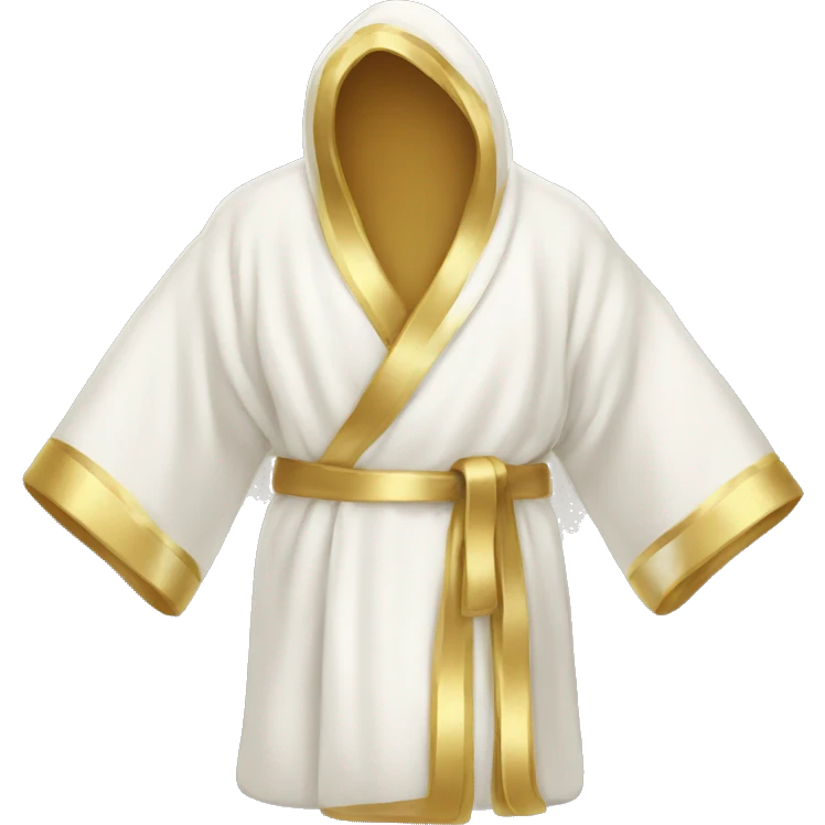 Fluffy white robe with gold emoji