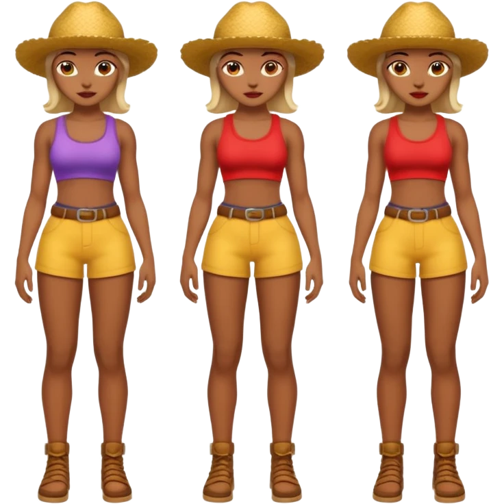macho girl, different ones, full body emoji
