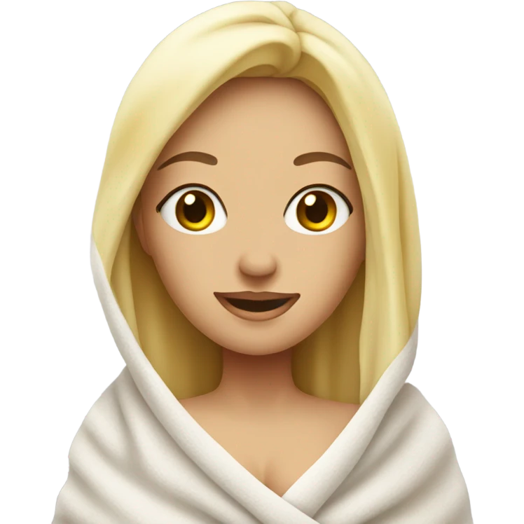 pretty blonde girl with bath towel emoji