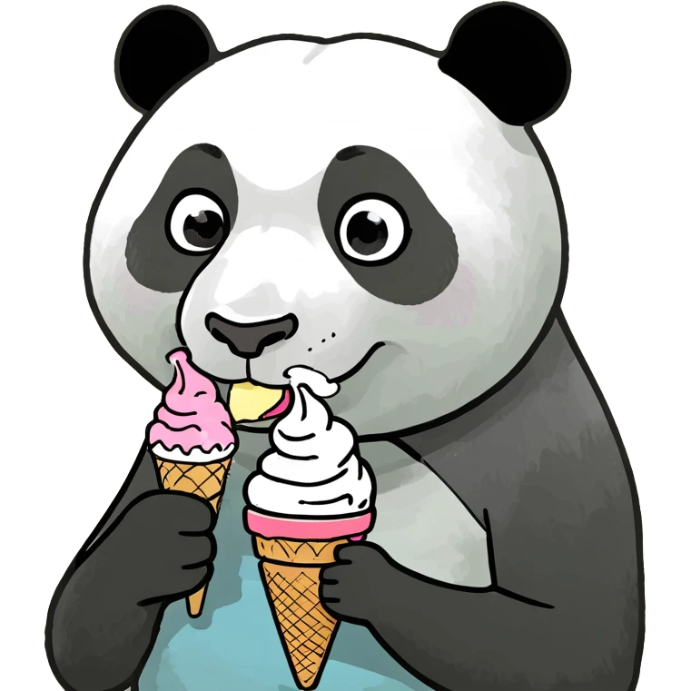 Panda eating ice cream emoji
