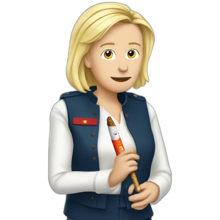 Marine LePen with a cigarette emoji