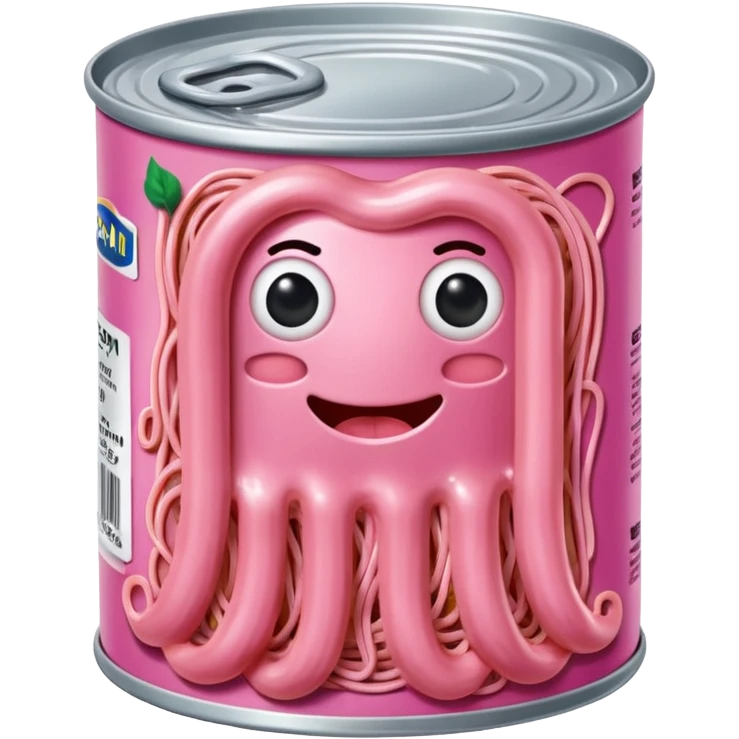 pink Spaghetti slop oozing out of a spam can emoji