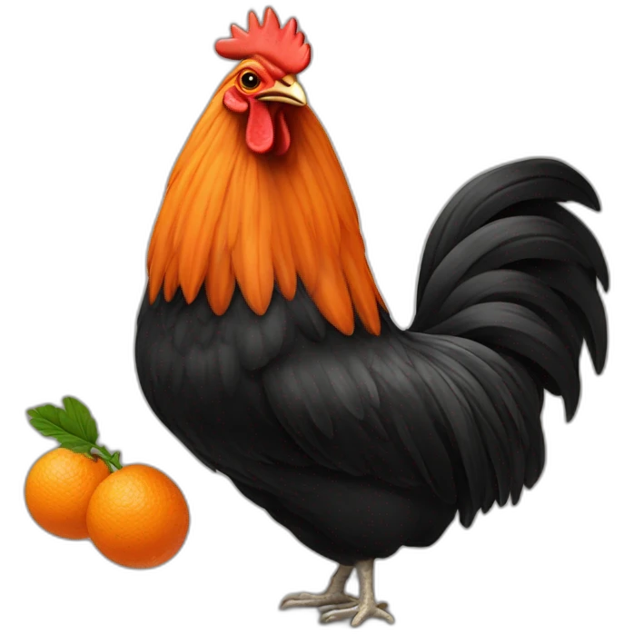 Gallo negro y naranja emoji