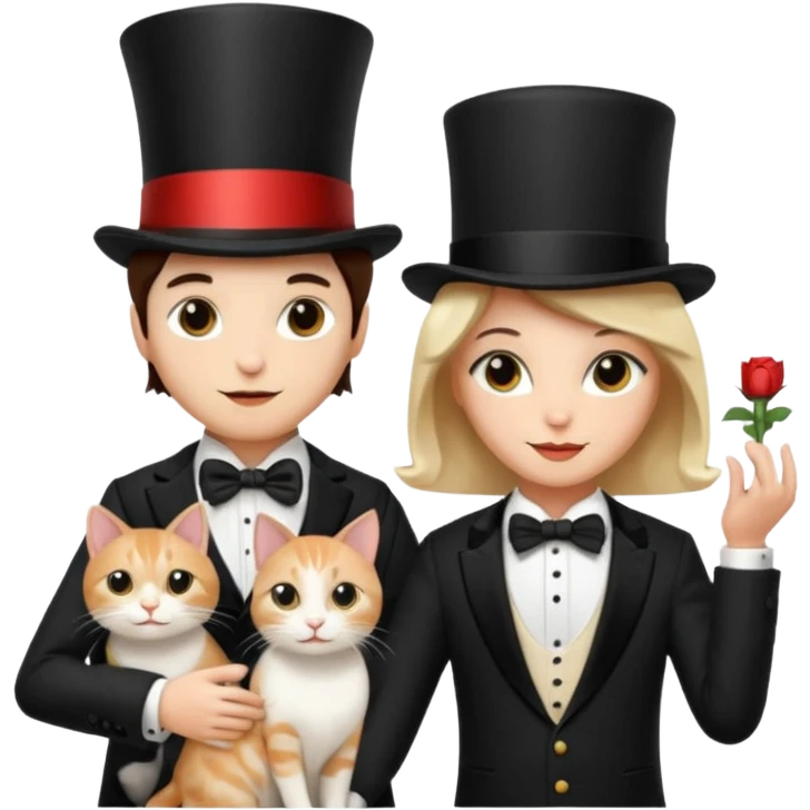 magician couple and their pet cat emoji