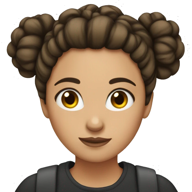 Brunette with a messy bun emoji