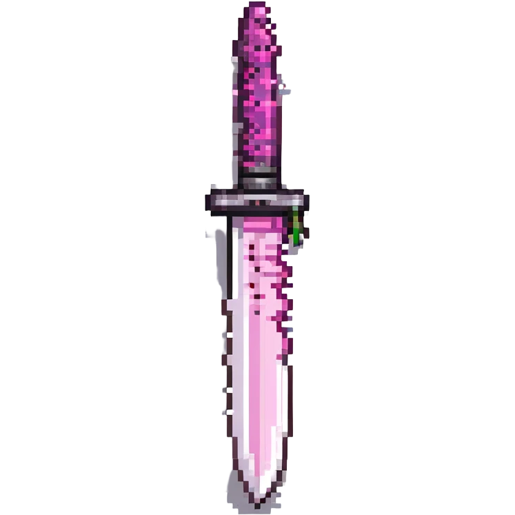 gothic knife, black and pink, pixel art style emoji