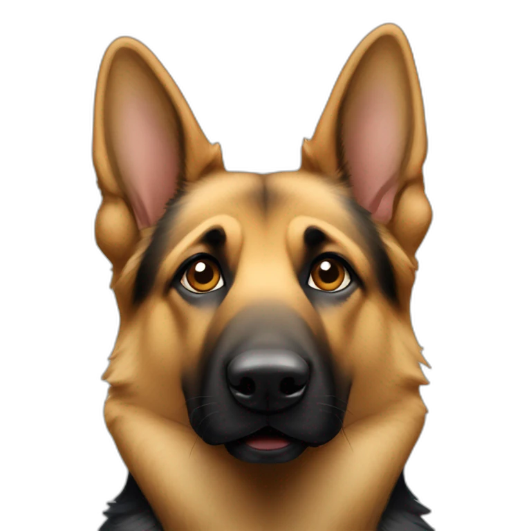 German Shepherd with one ear up and one ear down  emoji