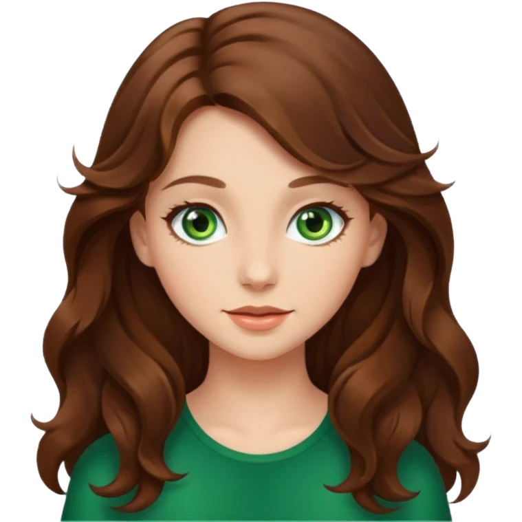 Beautiful girl,wavy hair，long hair,green eyes  emoji