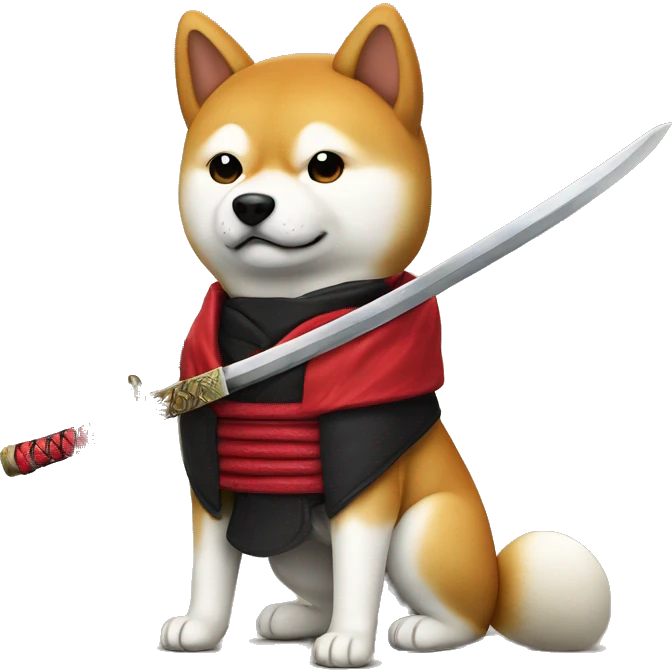 un perro shiba-inu ninja con katana emoji