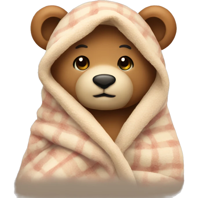 teddy bear cozy in blanket emoji