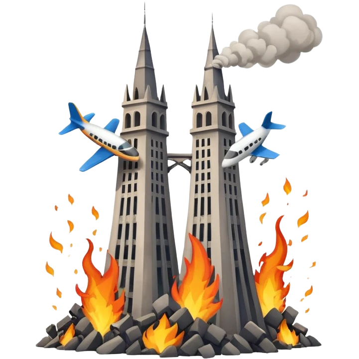Uçak çarpan iki kule emoji