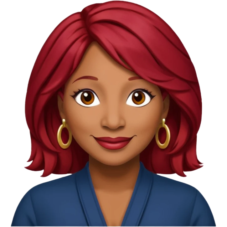 Traci Braxton with dark red hair emoji