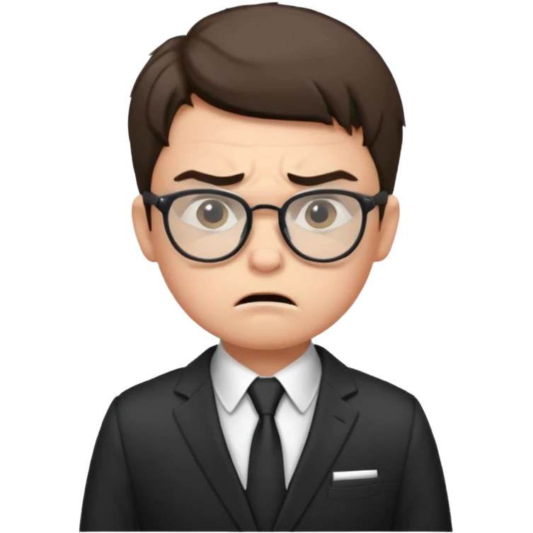 aggressive boy with glasses in suit emoji