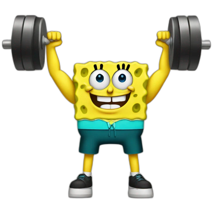 SpongeBob lifting weights emoji