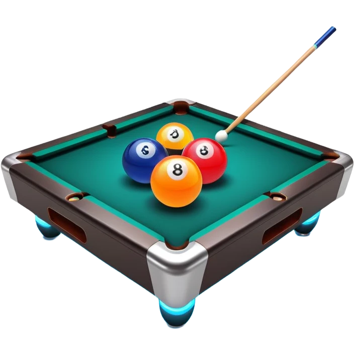 billiards , minimalistic transparent glass 3d neon glowing emoji