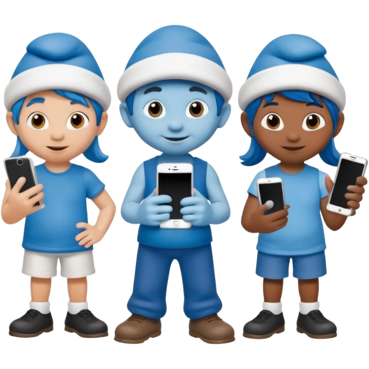 Smurf community with phones emoji
