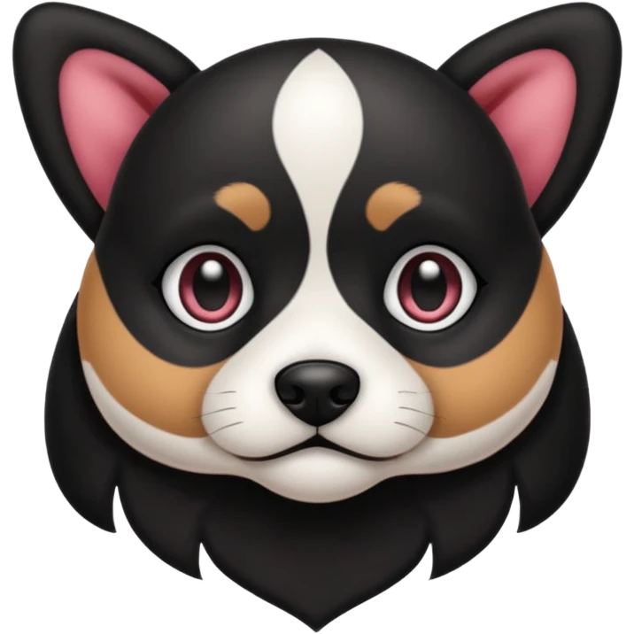 haz un perro negrocon el ozico y las patas blancas emoji