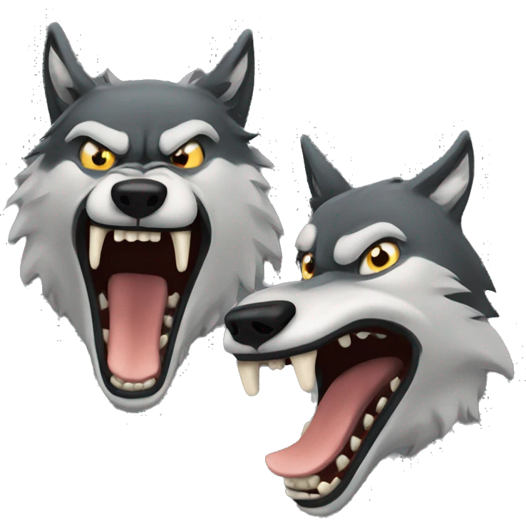 two wolves angry howling emoji
