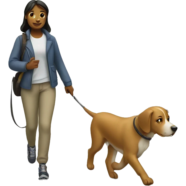 Dog walking with girl emoji