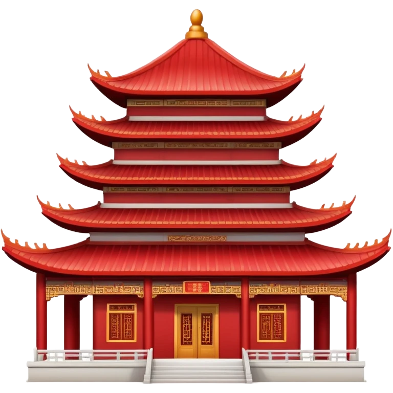 Basic Chinese temple icon, simplified architecture, symbolic representation emoji