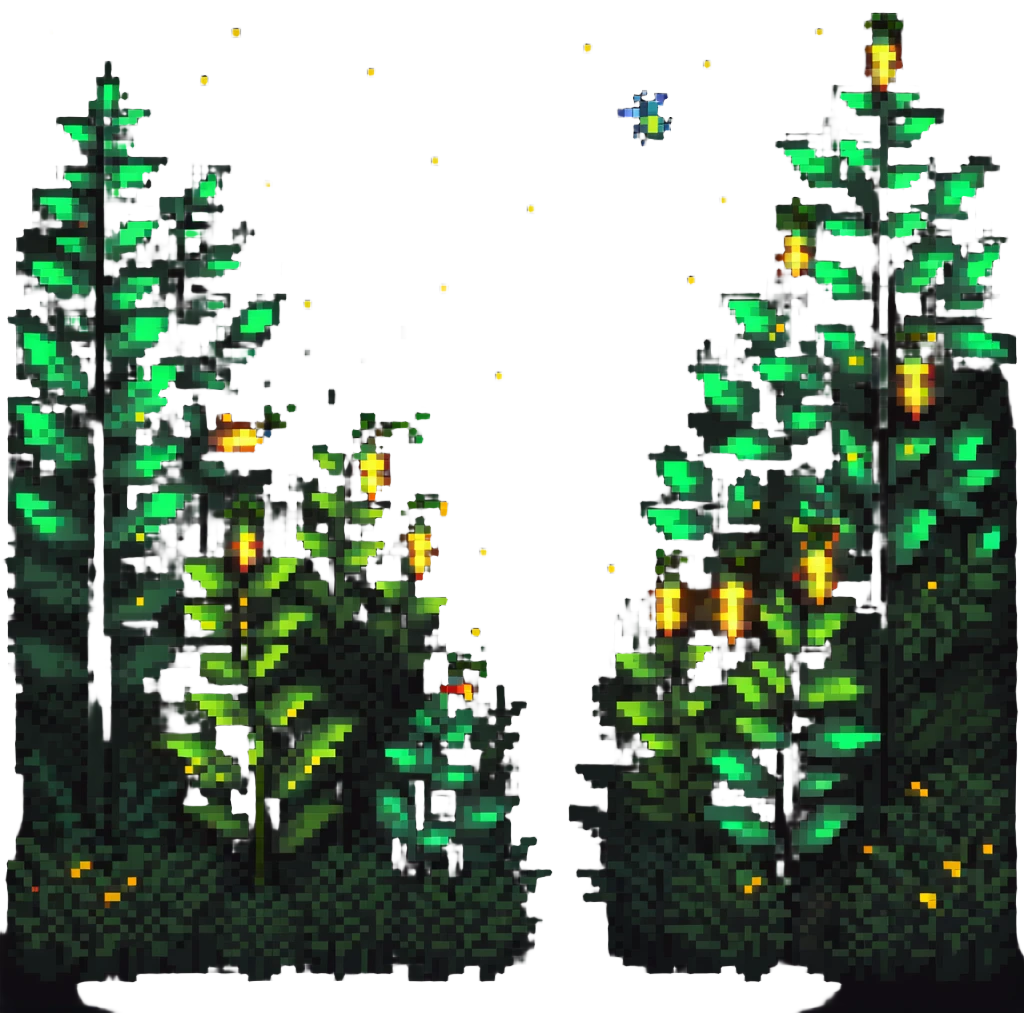 fireflies glowing around bushes at night emoji