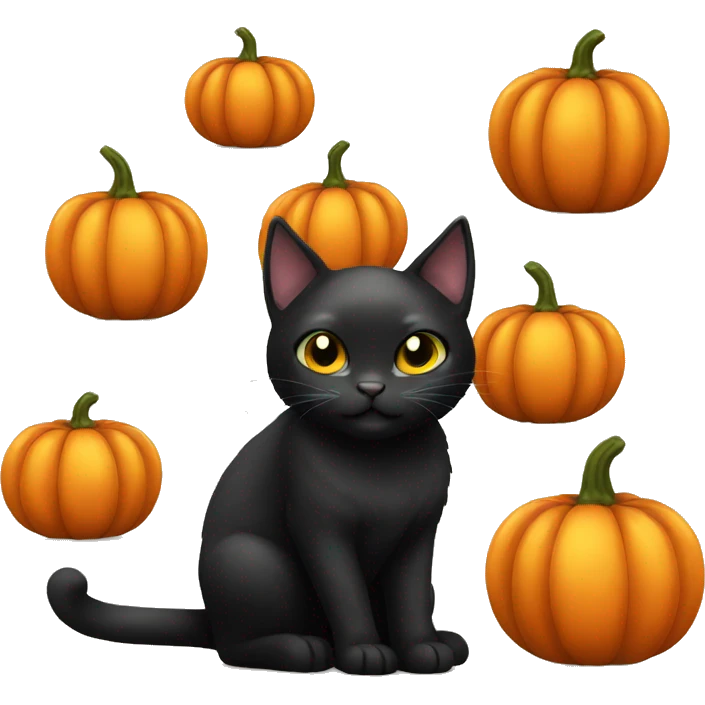 Black cat with pumpkin emoji