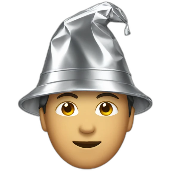 Person wearing a tin foil hat emoji
