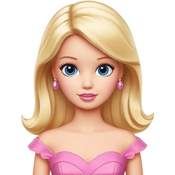 Barbie doll with blonde hair and pink dress emoji